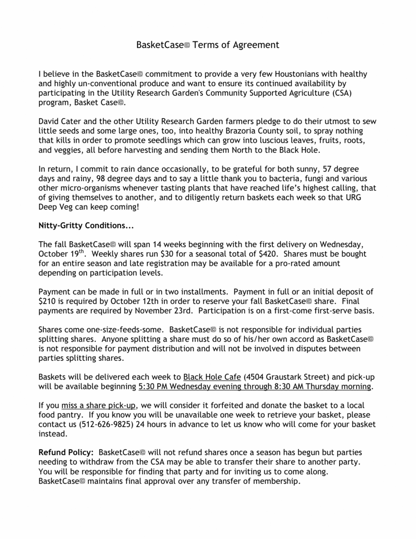 BASKETCASE Terms of Agreement